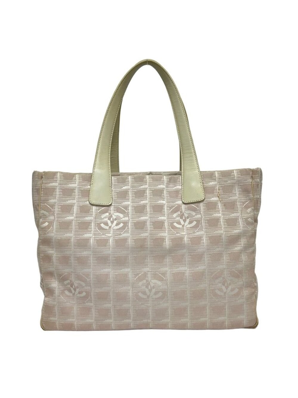 Chanel Tote Bag New Travel Line MM Light Pink Ivory Leather